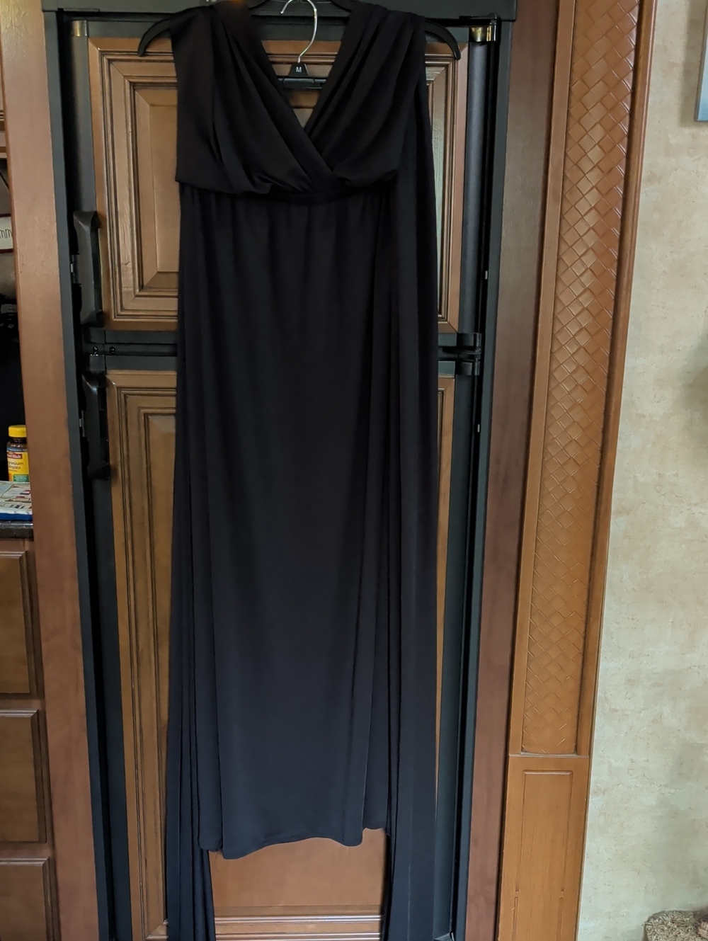 IBTOM Castle Multi Way Convertible Women's Black Draped V-Neck Maxi Dress